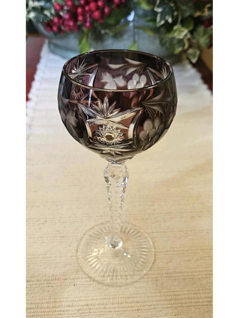 Vntg Nachtmann Traube Cordial Crystal Purple Amethyst Cut To Clear Glass 6 7/8" - Picture 2 of 11